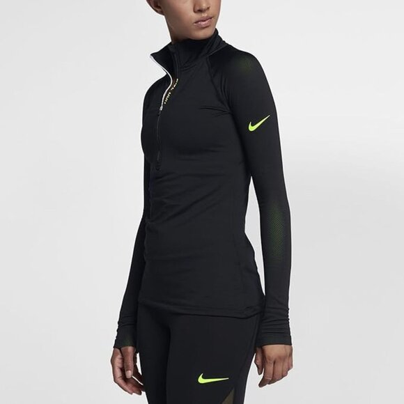 New! Nike Pro Hyperwarm Half Zip Long Sleeve Shirt Size Medium 41432 - Picture 3 of 16